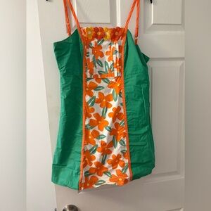 Floral Green and Orange Women's Dress